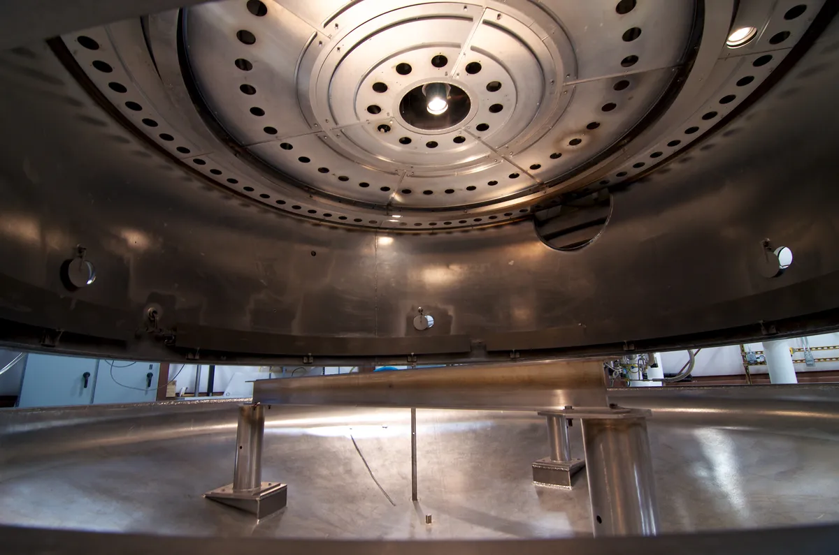 Inside of aluminize autoclave used to re-surface the primary mirror when its reflectivity drops below a defined limit
